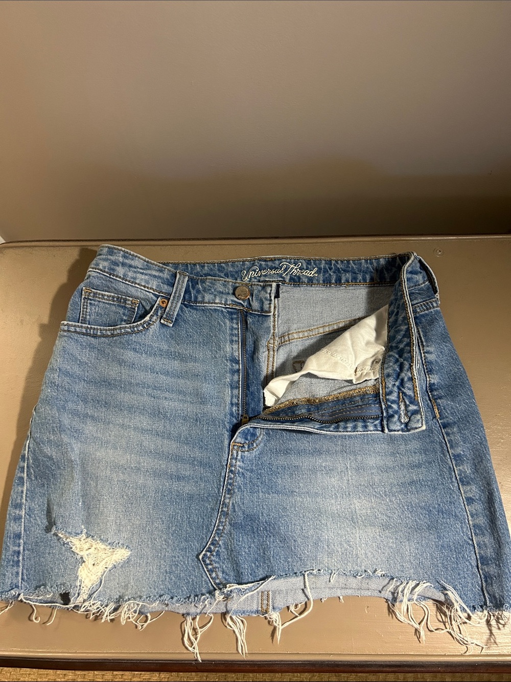 Universal Thread Light Blue Distressed Denim Mini Skirt